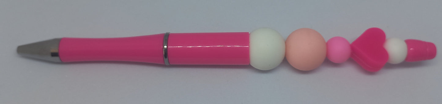 Bright Pink Beaded Pen