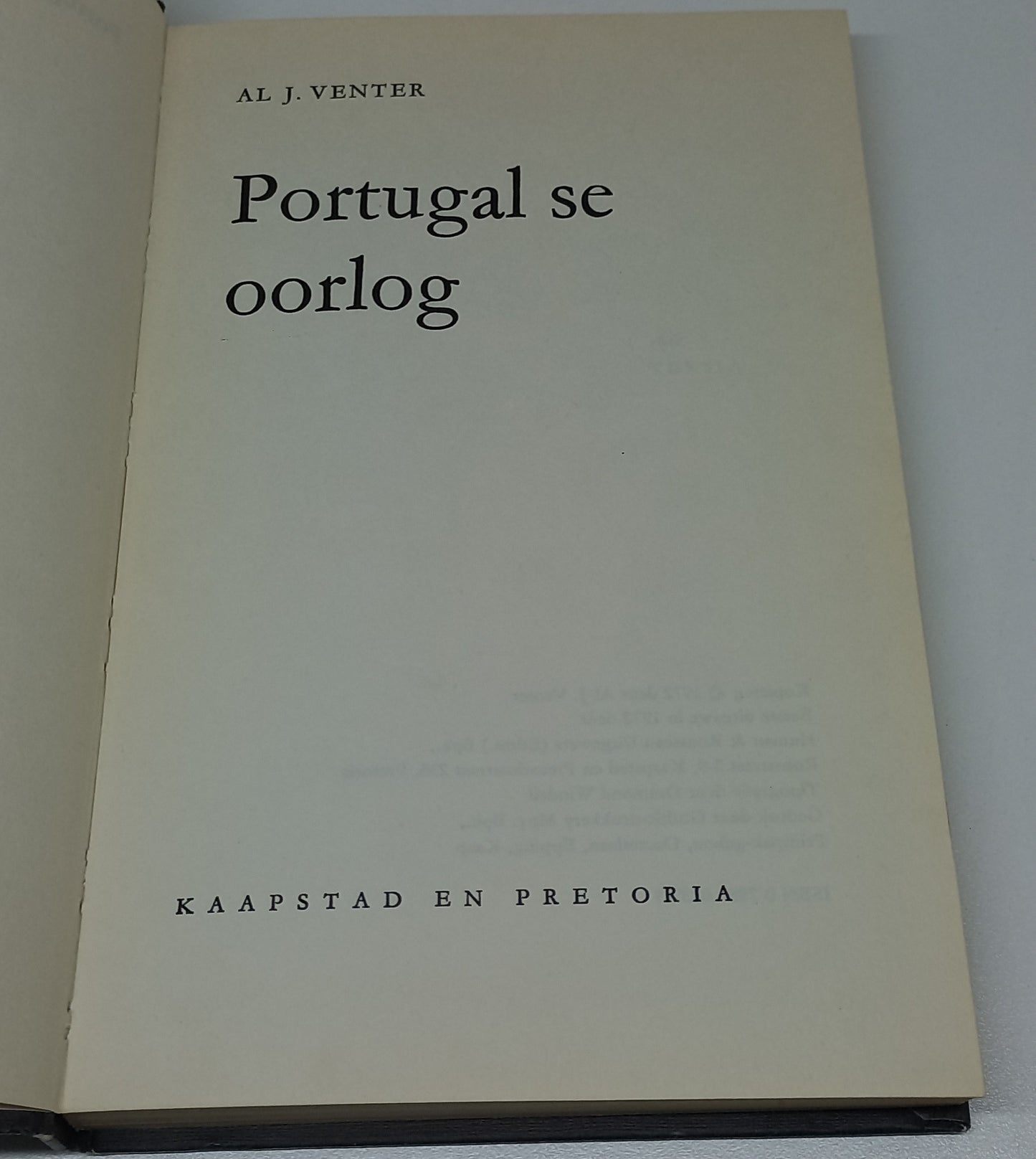 Portugal se Oorglog by Al J. Venter