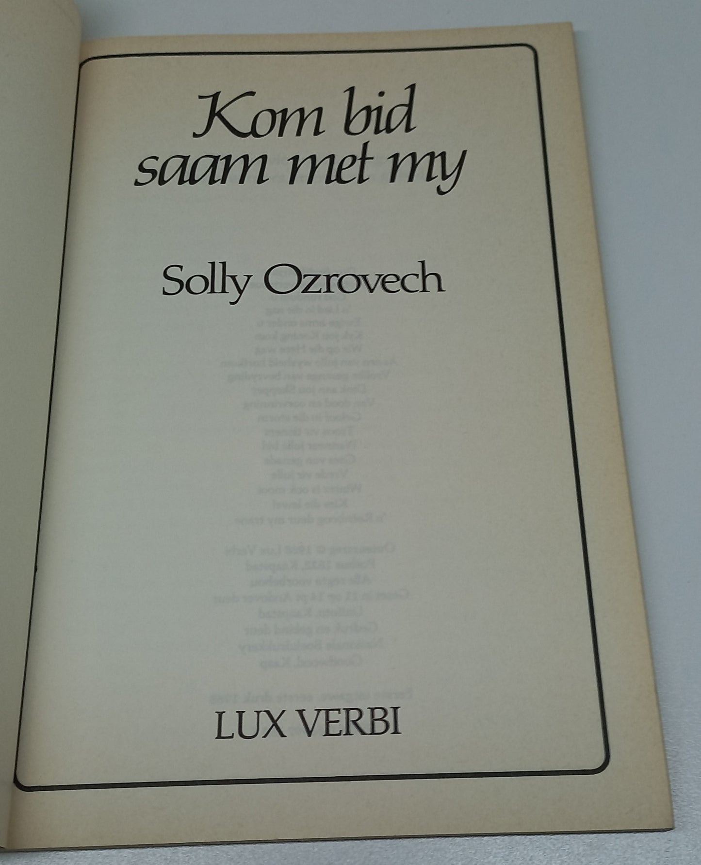 Kom Bid Saam Met My by Solly Ozrovech