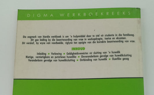 Werkboek Vir Familiereg by Heaton, Van Aswegen & Visser Digma Werkboekreeks 1993