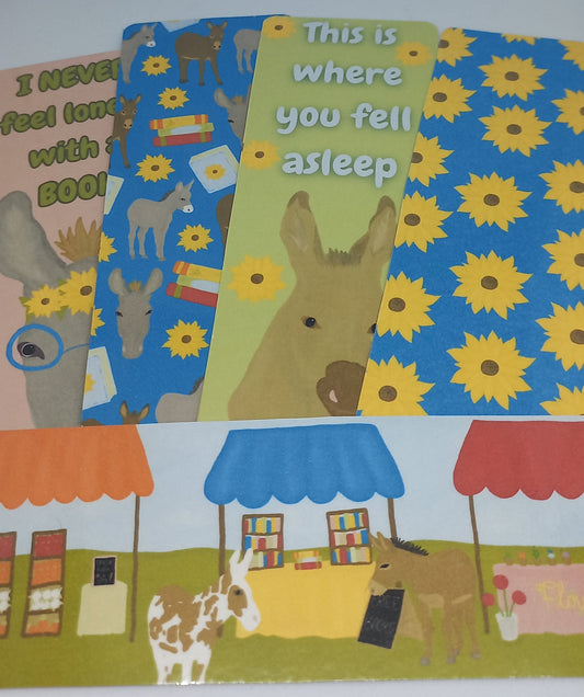Donkeys and Sunflowers Traditional Bookmarks