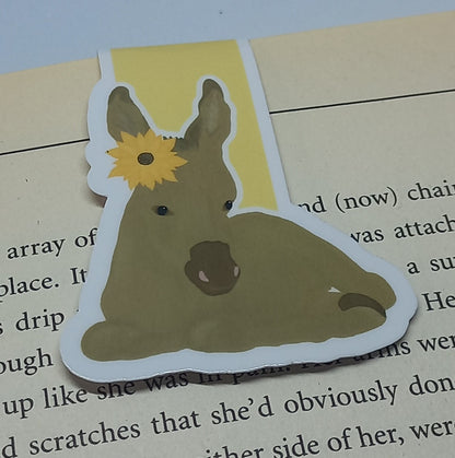Baby Donkey with a Sunflower Magnetic Bookmark