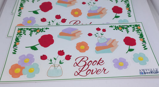 Flowers and Bookstacks Sticker Sheet