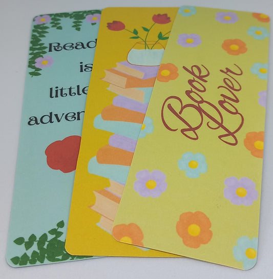 Flowers and Bookstacks Traditional Bookmarks
