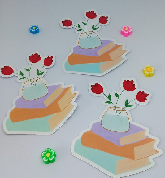 Floral Bookstack Sticker
