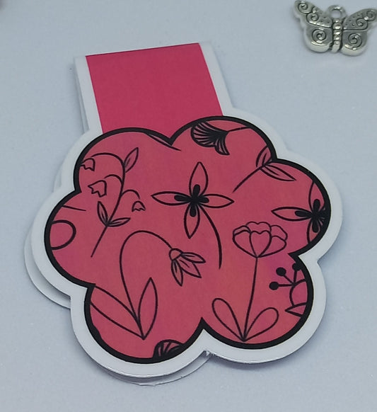 Pink Floral Magnetic Bookmark