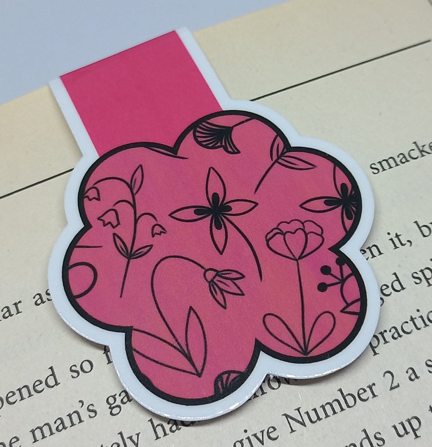 Pink Floral Magnetic Bookmark