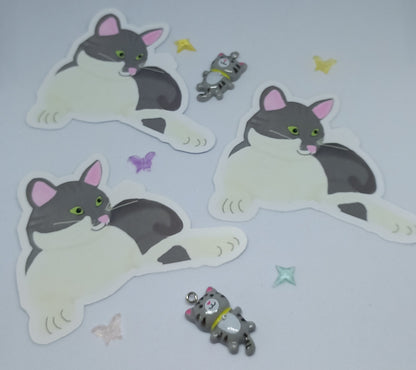 Lazy Grey Cat Sticker