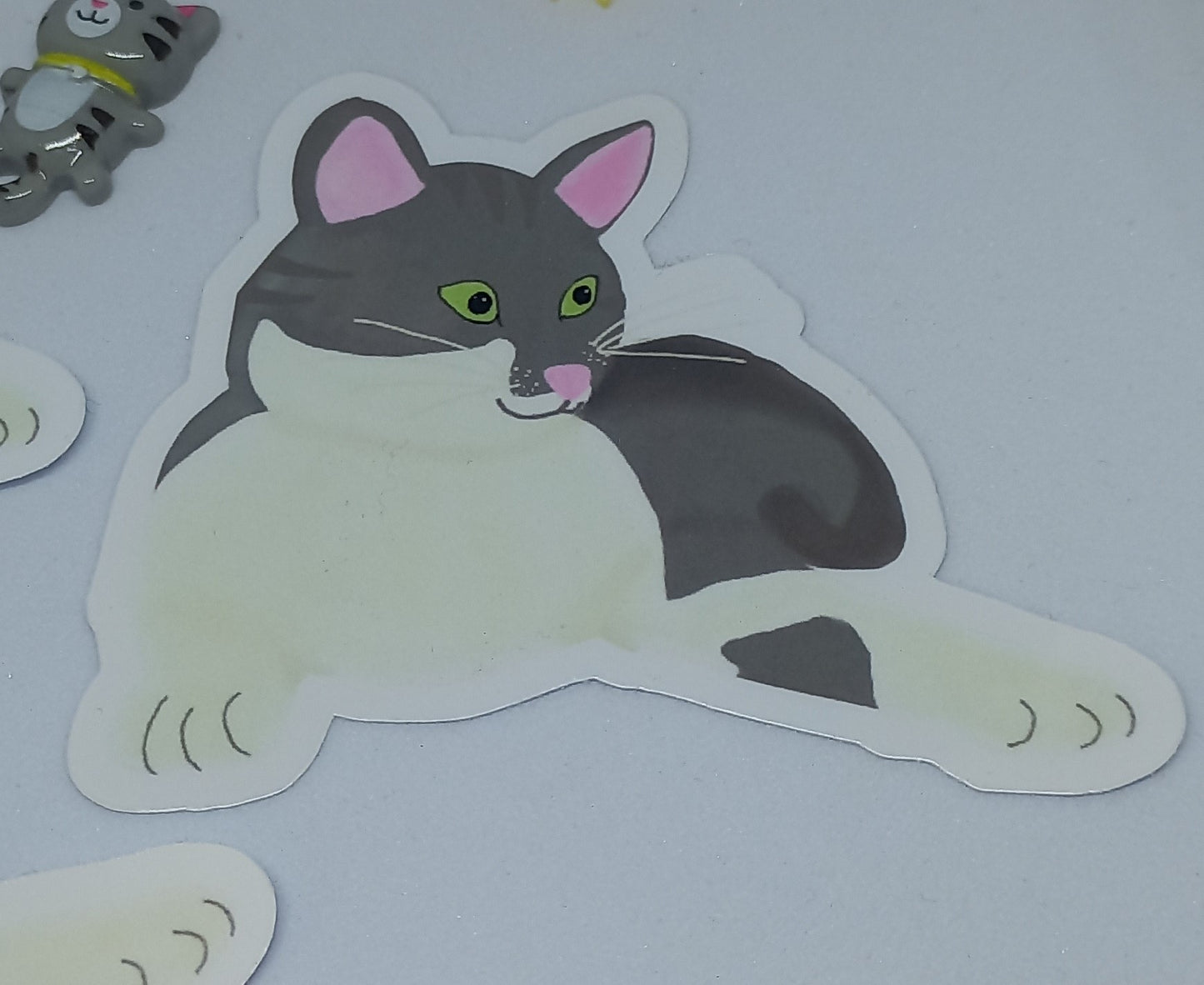 Lazy Grey Cat Sticker