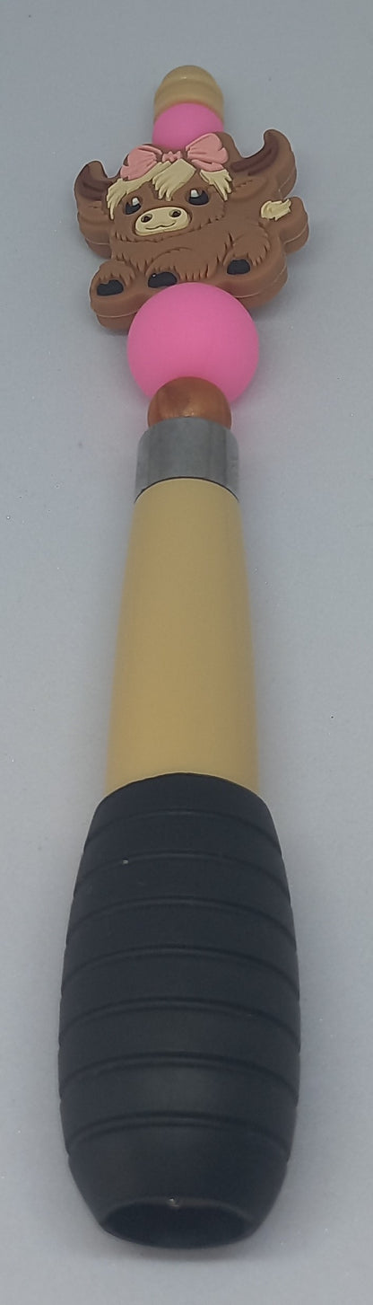 Beige Chunky Beaded Pen