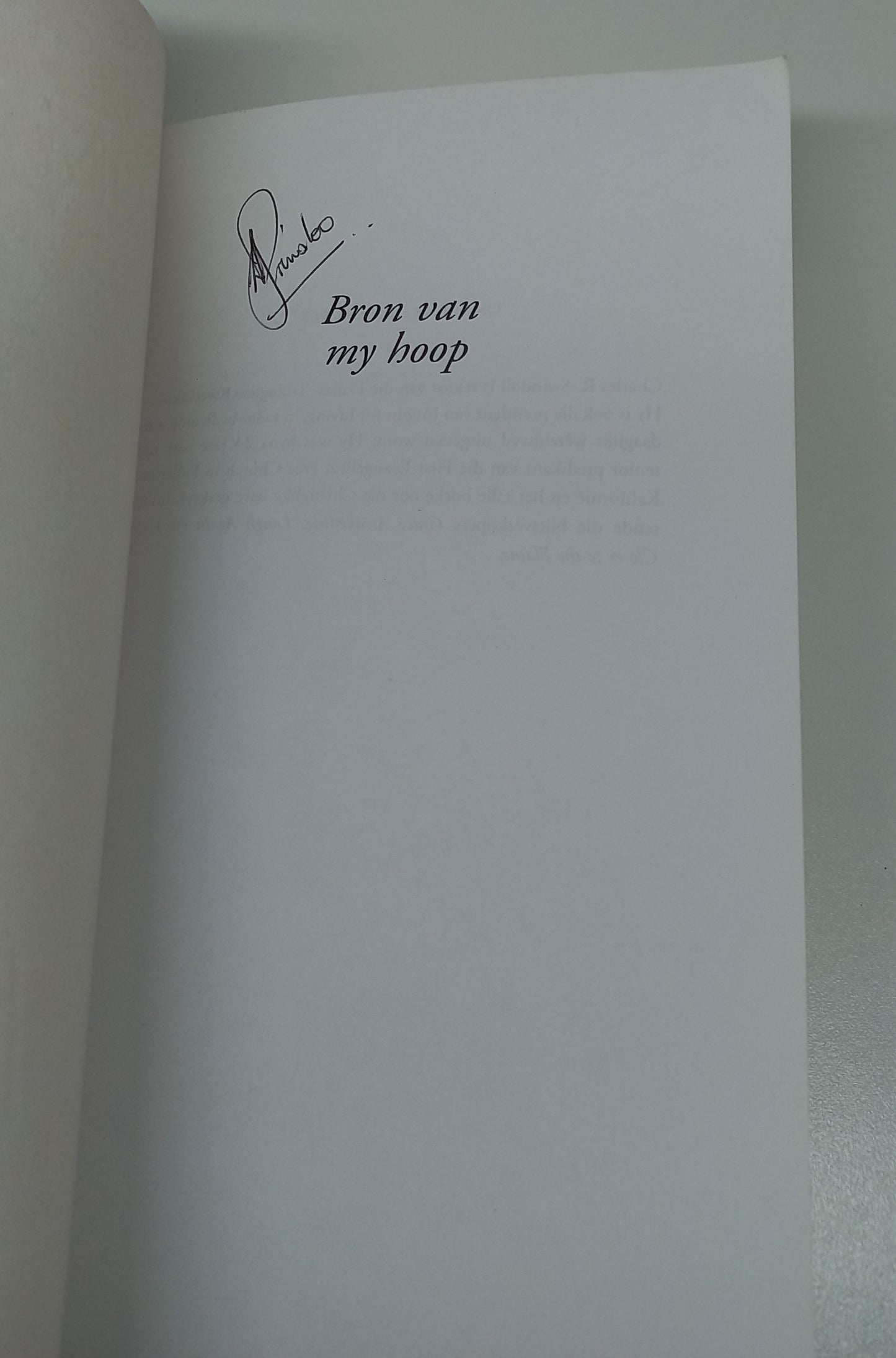 Bron Van My Hoop: Ontdek God Se Doel Met Swaarkry by Charles R. Swindoll