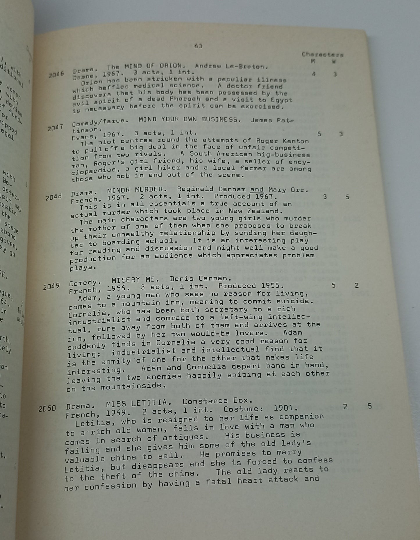 Catalogue of the National Drama Library