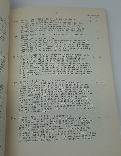Catalogue of the National Drama Library