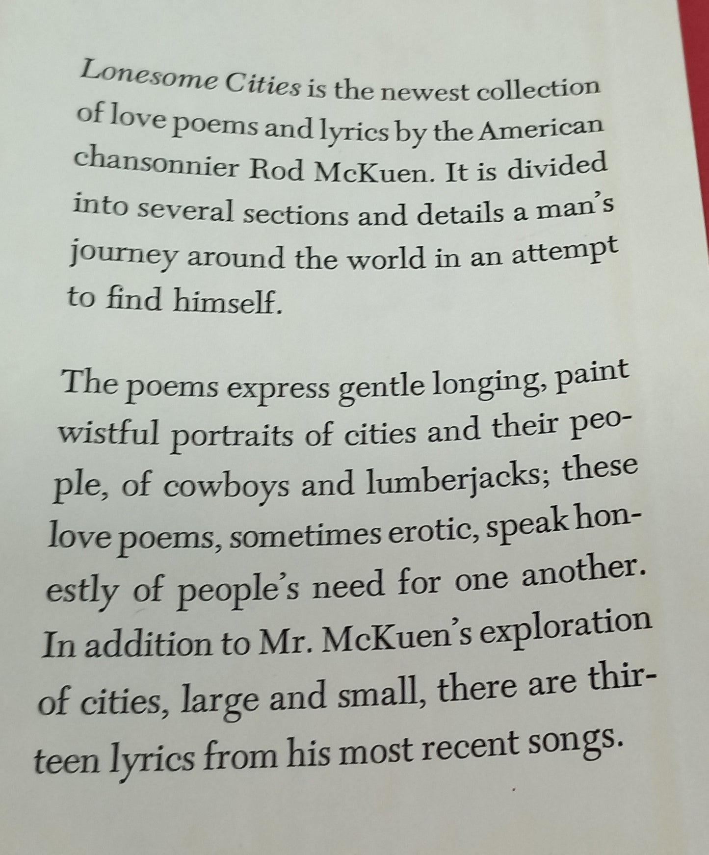 Lonesome Cities by Rod McKuen (Poems)
