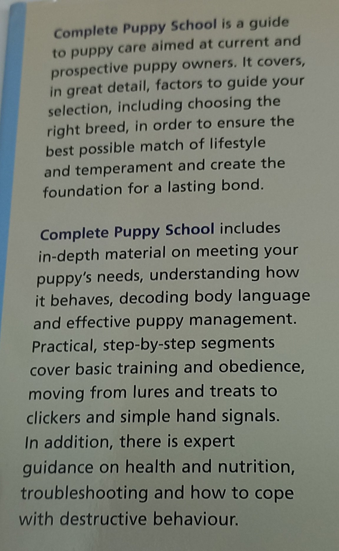 Complete Puppy School by Dr Quixi Sonntag