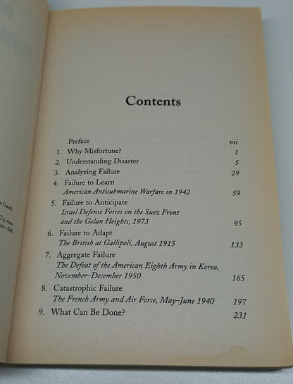 Military Misfortunes: The Anatomy of Failure In War by Eliot A. Cohen & John Gooch