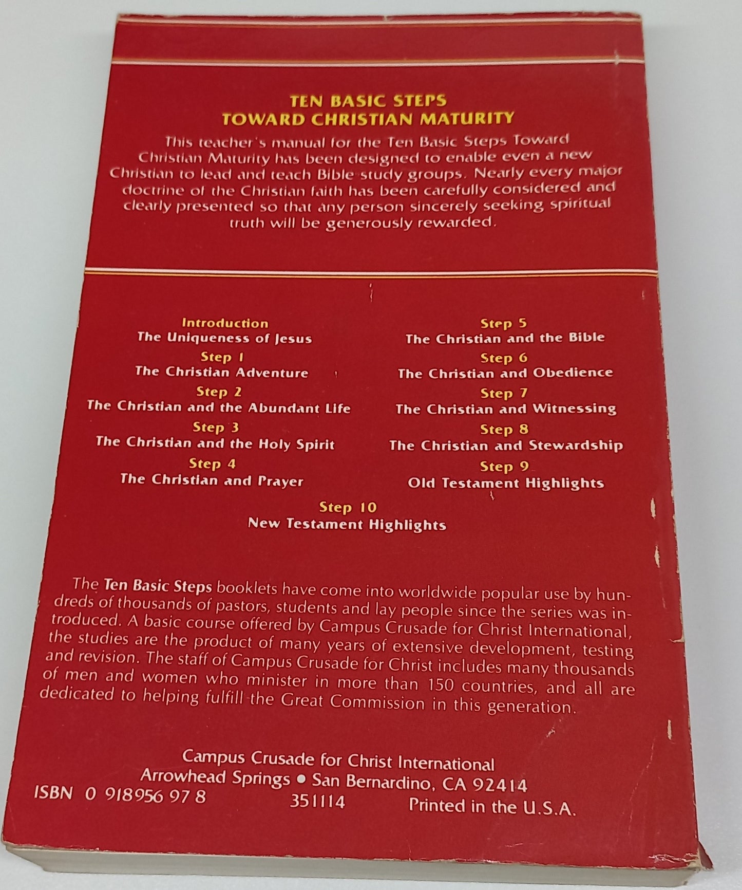 Ten Basic Steps Toward Christian Maturity Teacher's Manual