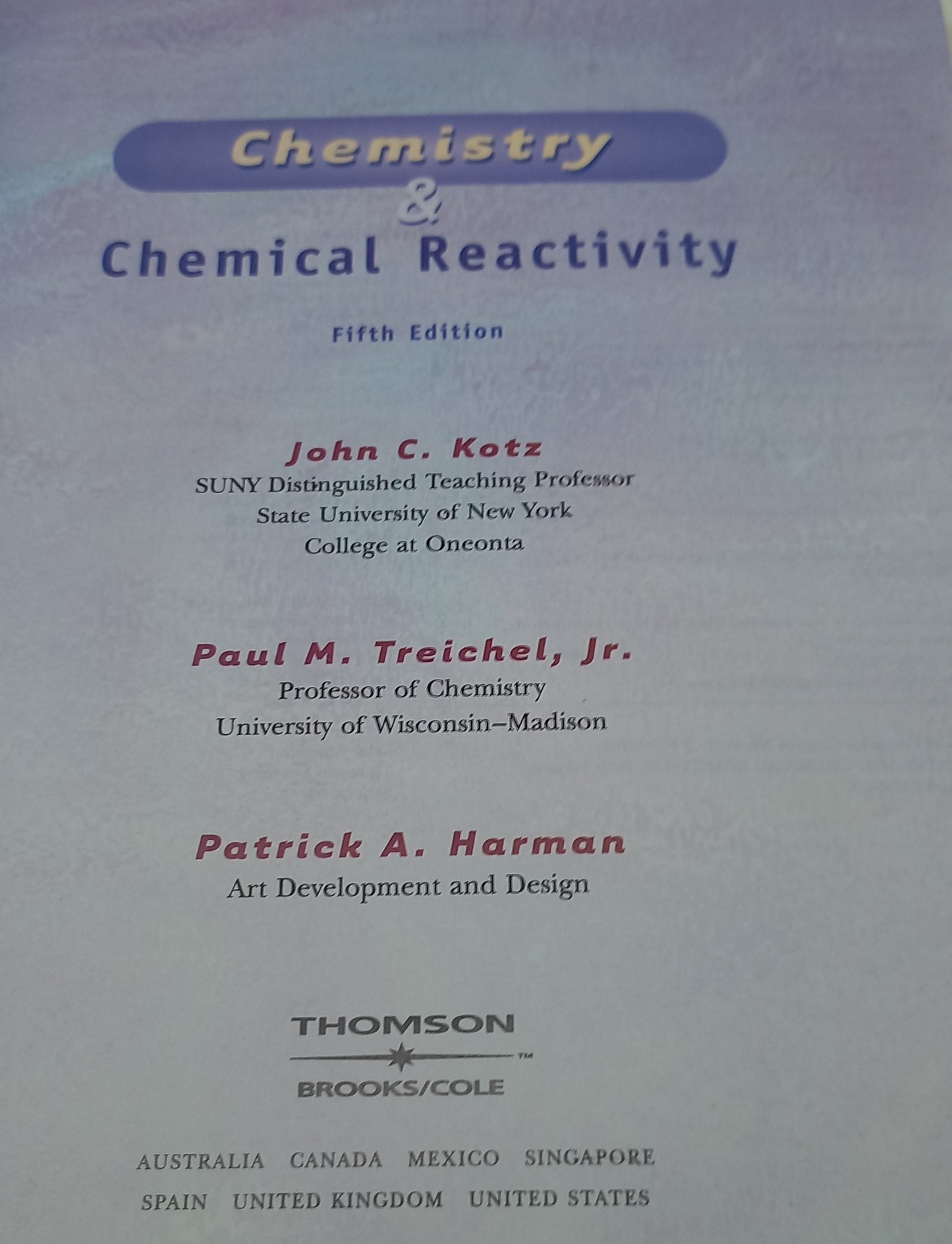 Chemistry & Chemical Reactivity 5th Edition