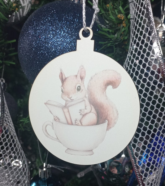 Squirrel Reading A Book Bauble