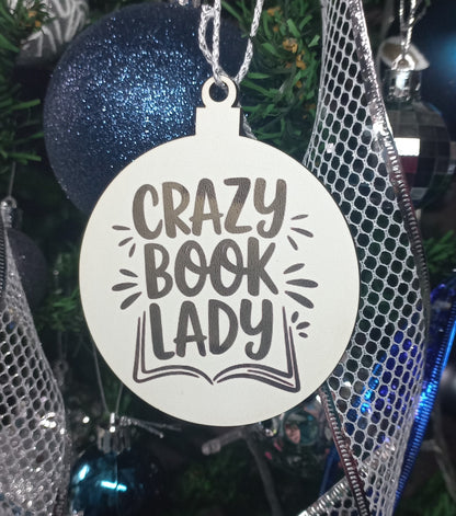 Crazy Book Lady Christmas Ornament