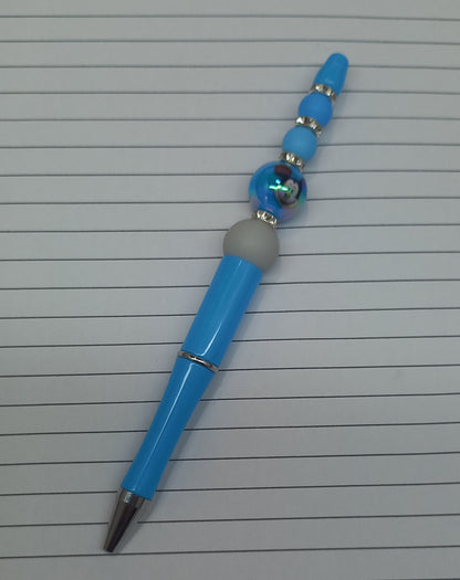 Blue Mickey Beaded Pen