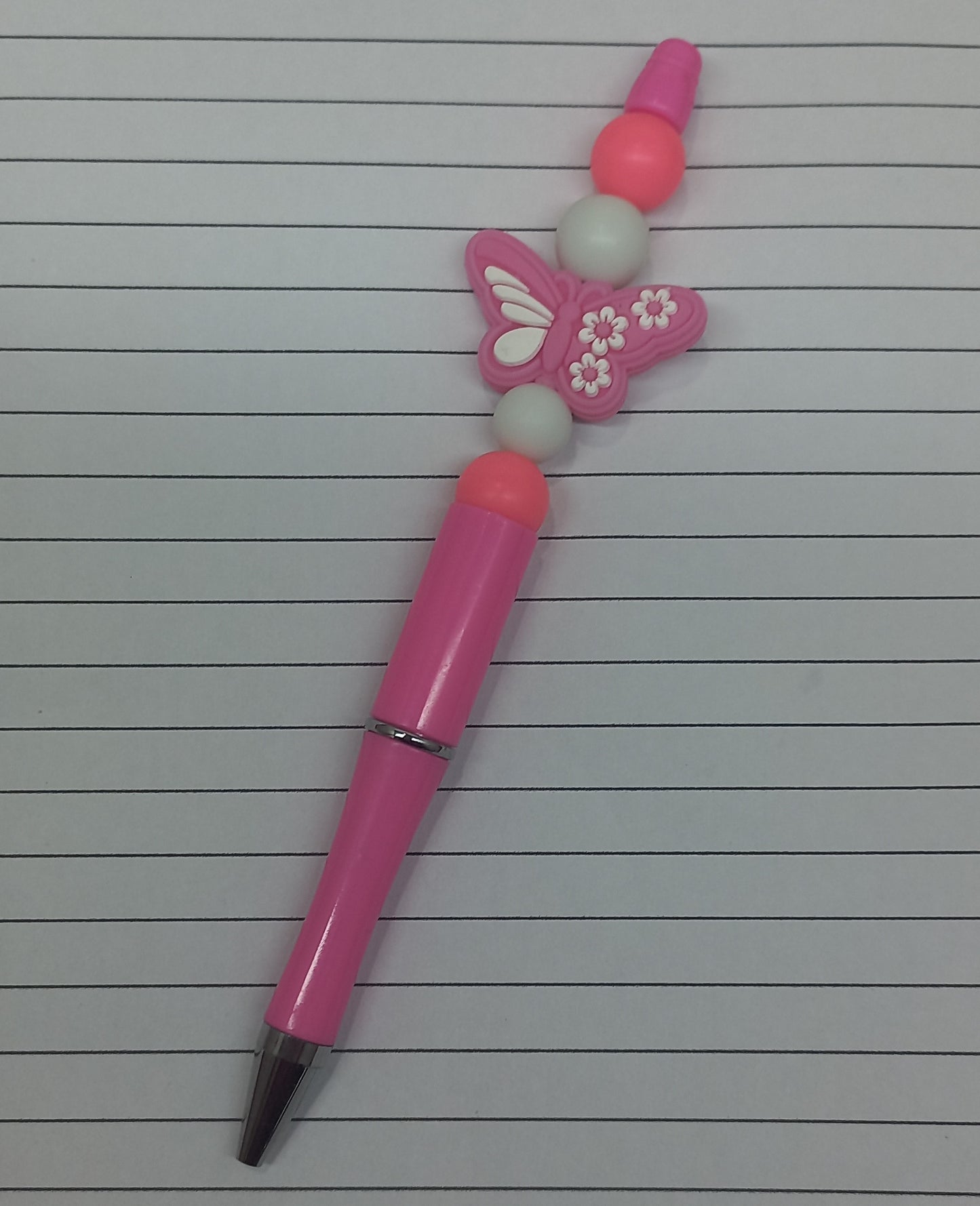 Pink Butterfly Beaded Pen