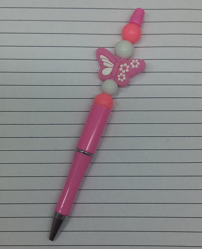 Pink Butterfly Beaded Pen