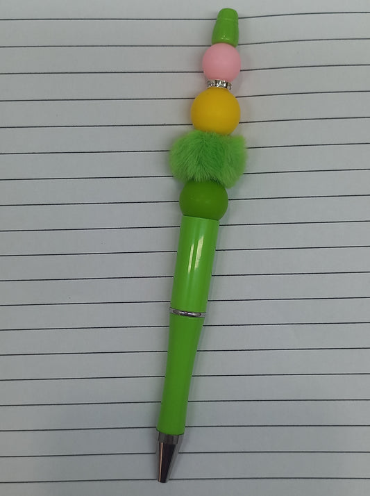 Fluffy Green Beaded Pen