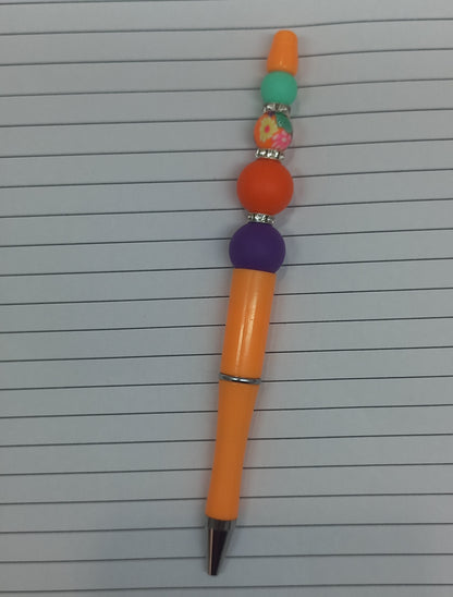 Orange with Blue Beaded Pen