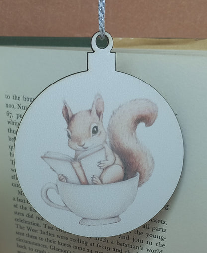 Squirrel Reading A Book Bauble