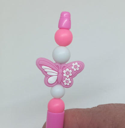 Pink Butterfly Beaded Pen