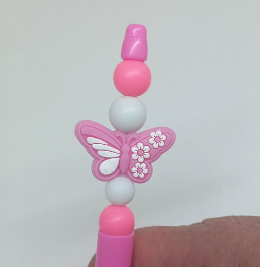 Pink Butterfly Beaded Pen