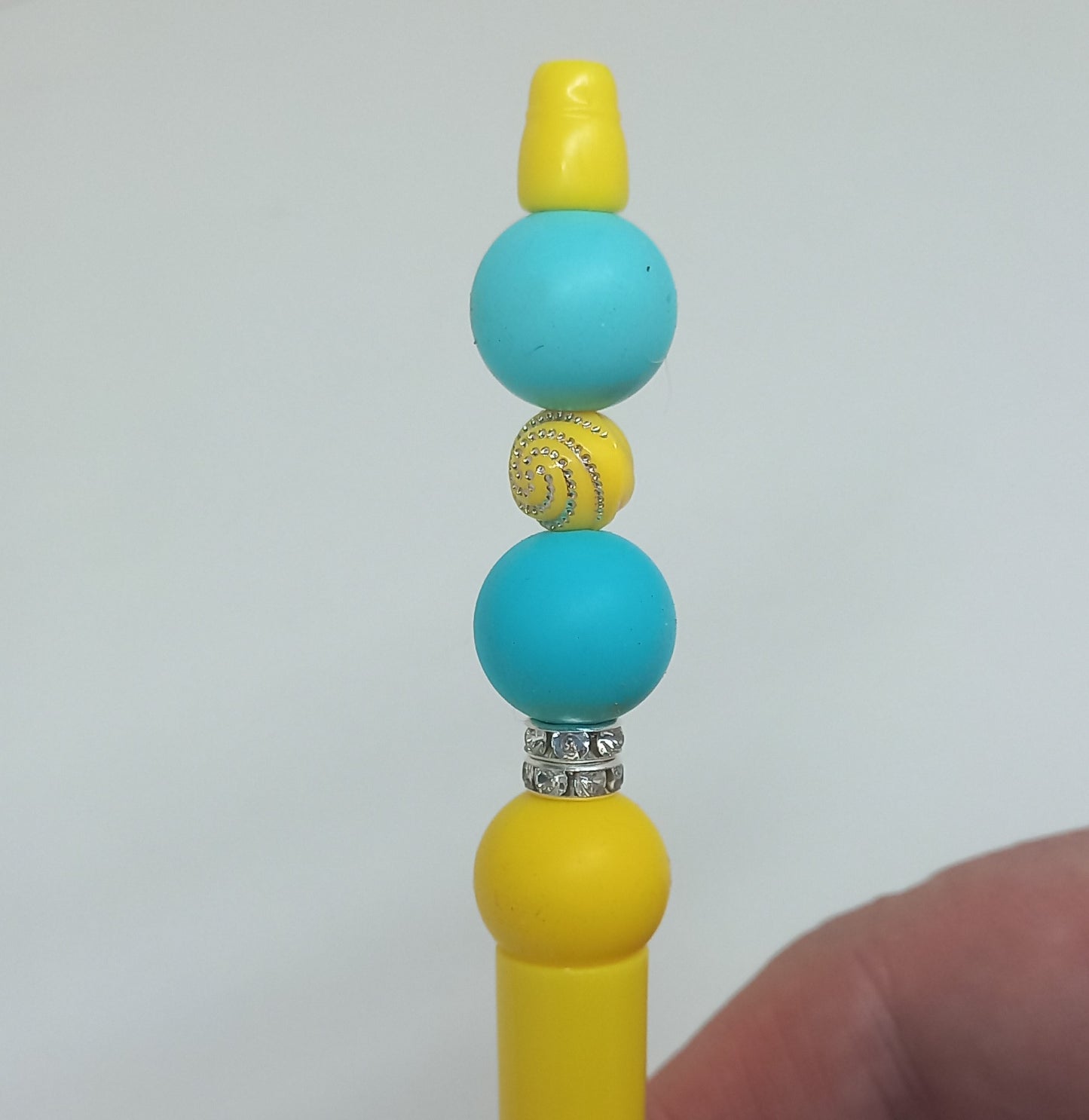 Yellow with Turquoise Beaded Pen