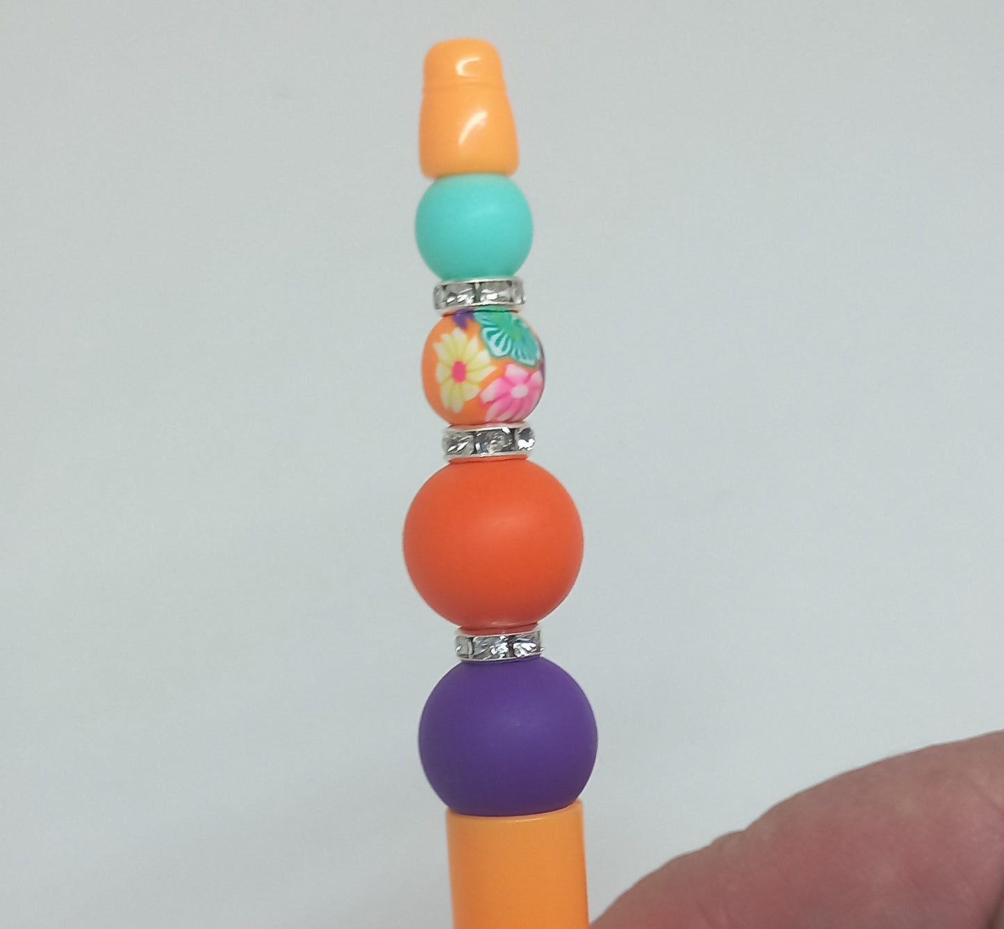 Orange with Blue Beaded Pen