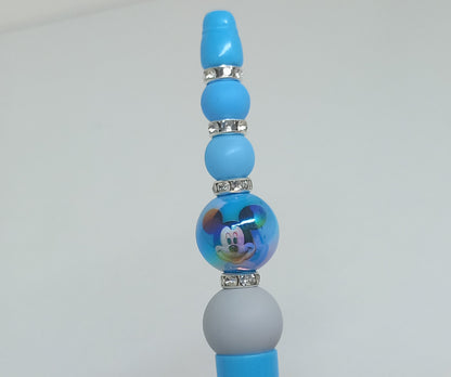 Blue Mickey Beaded Pen