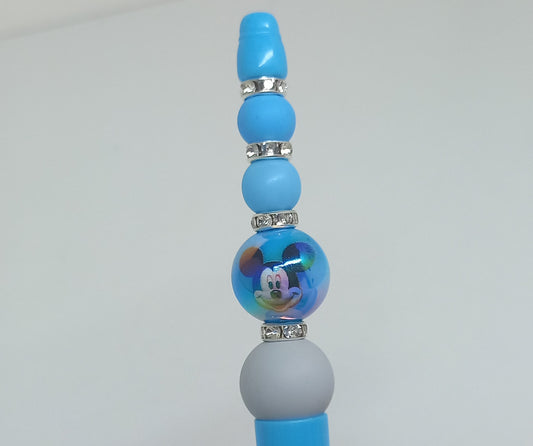 Blue Mickey Beaded Pen