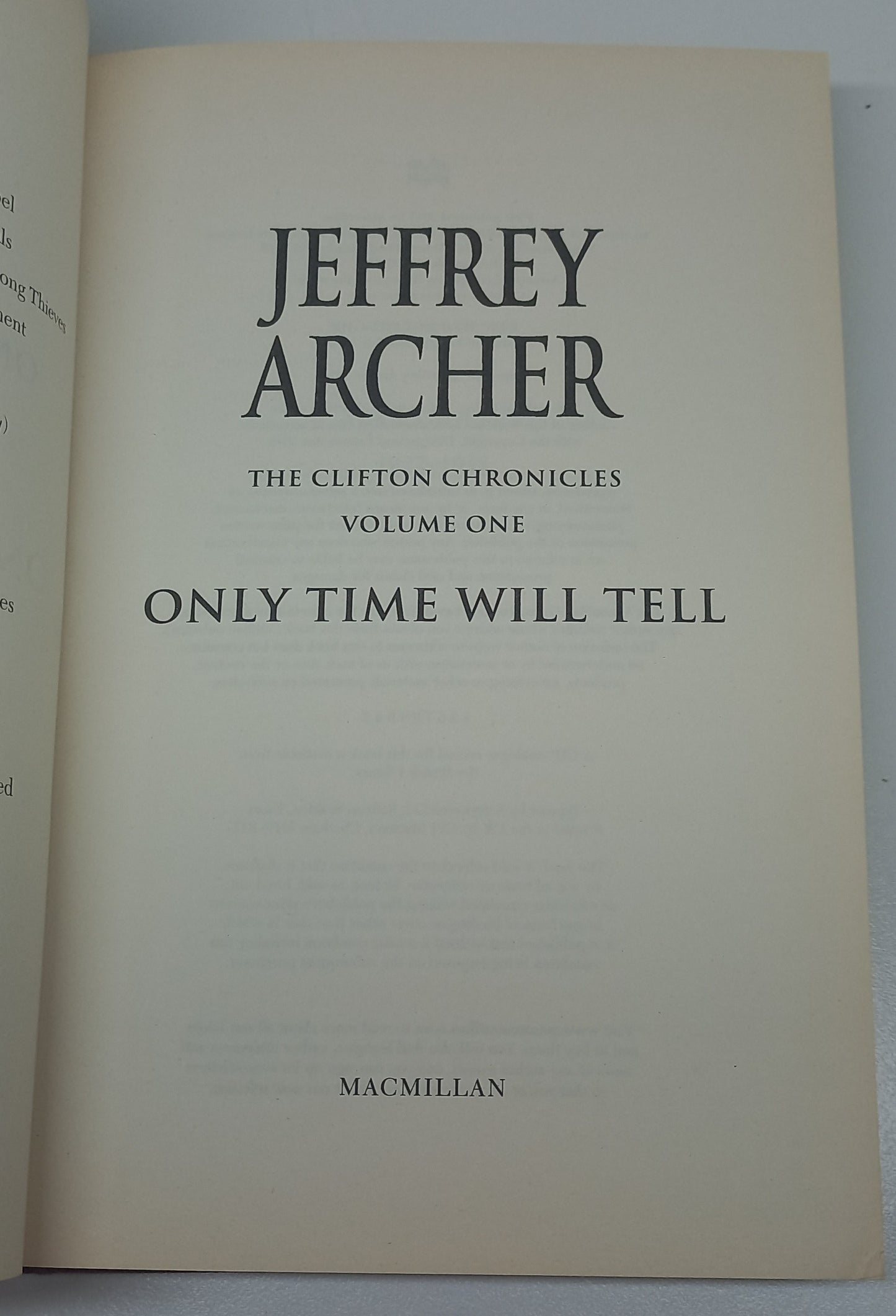 Only Time Will Tell by Jeffrey Archer (The Clifton Chronicles #1)