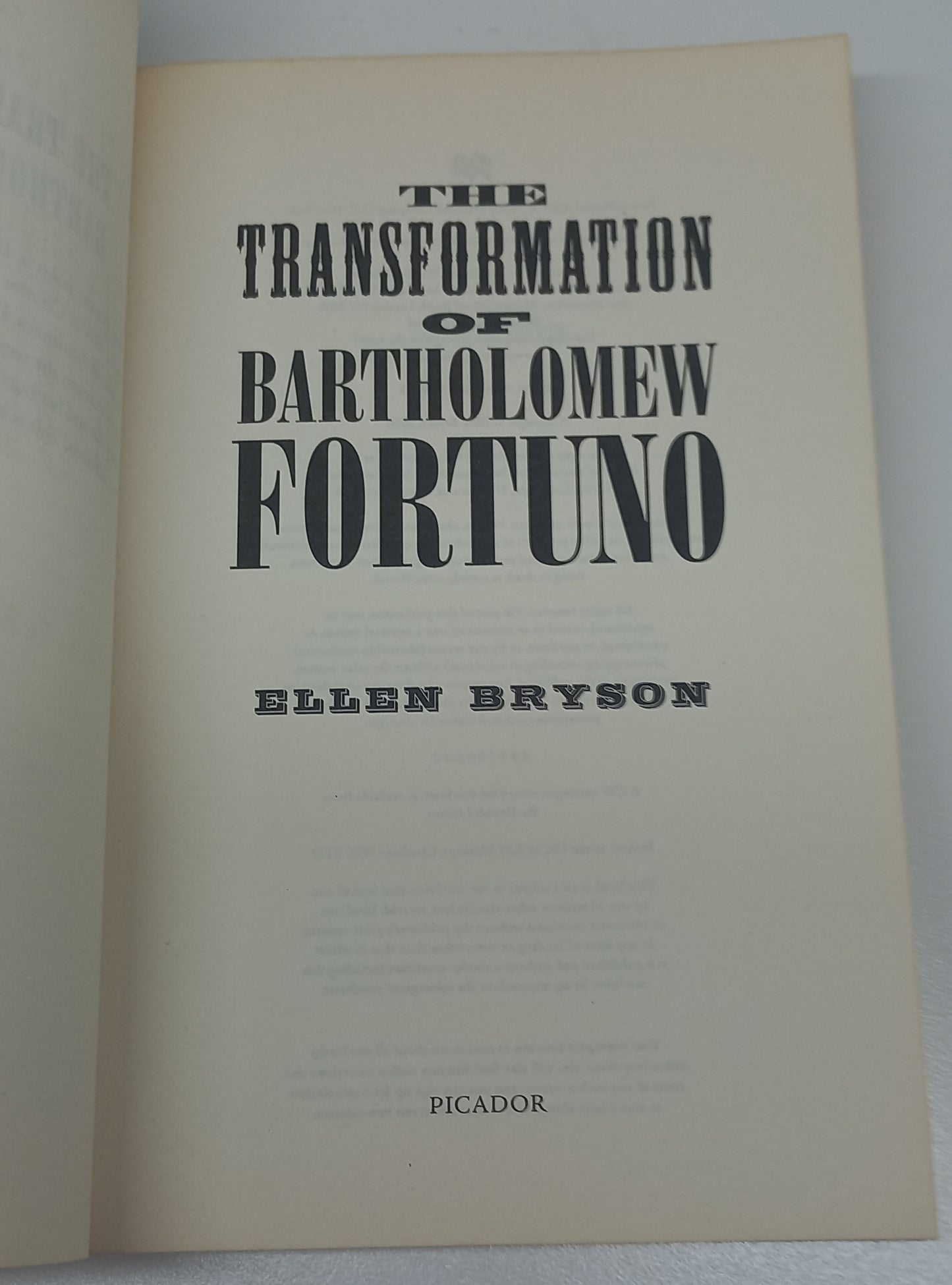 The Transformation of Bartholomew Fortuno by Ellen Bryson