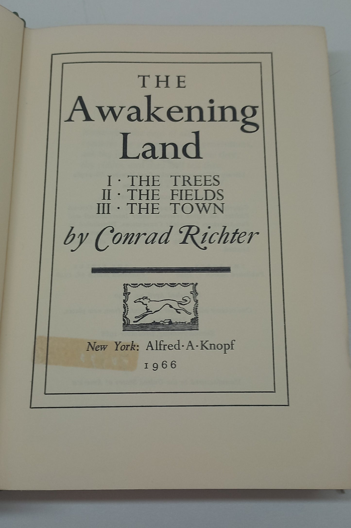 The Awakening Land by Conrad Richter - 3 in 1 Book - (The Trees, The Fields & The Town)