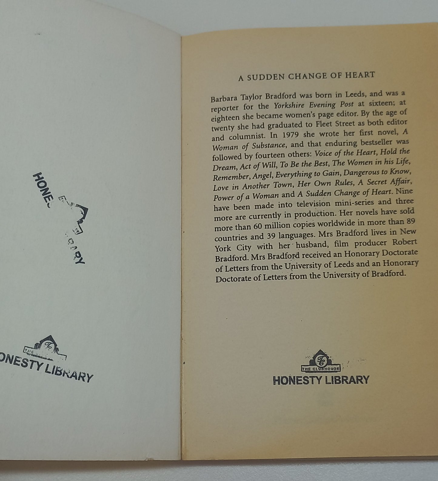 A Sudden Change of Heart by Barbara Taylor Bradford