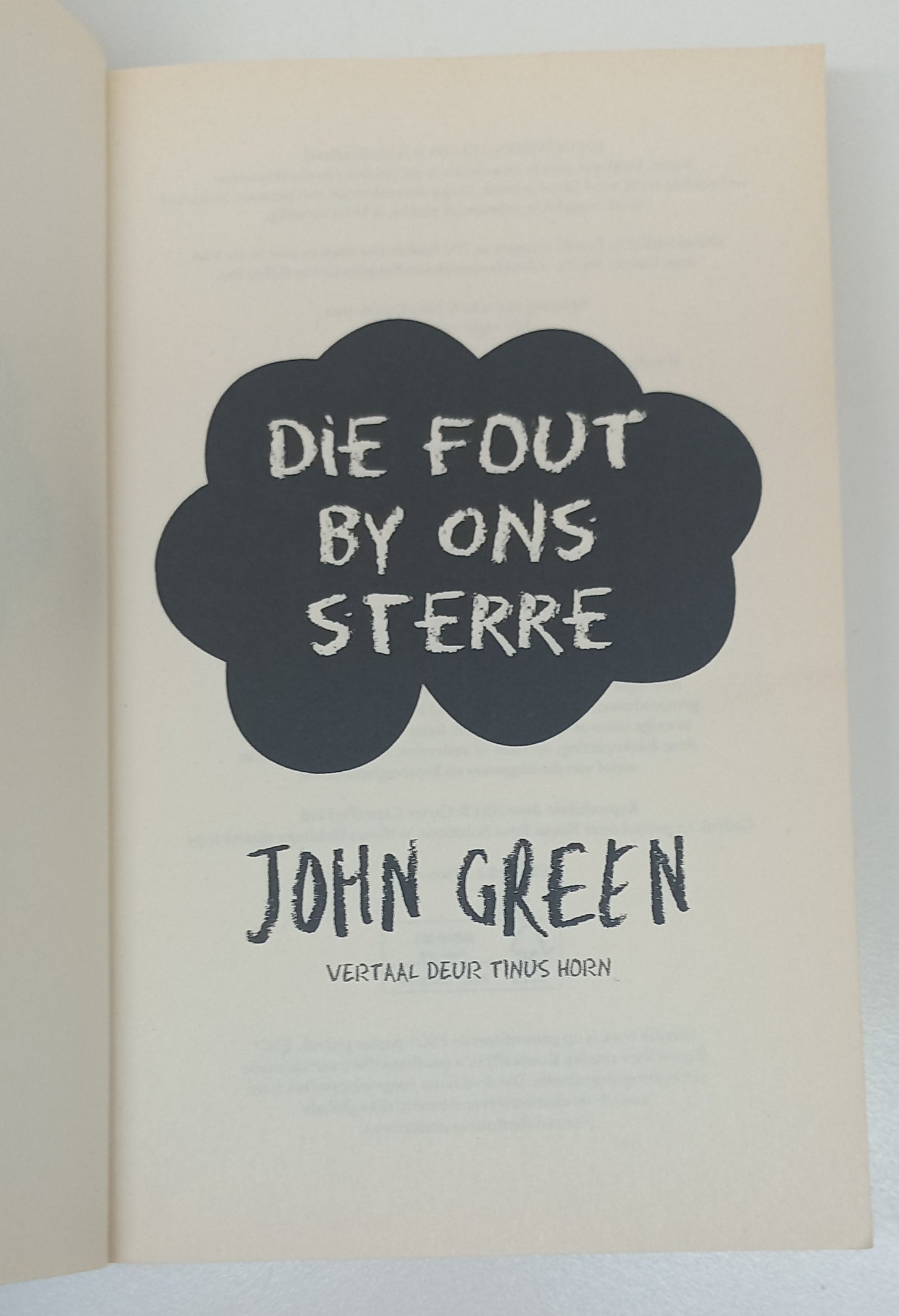 Die Fout by Ons Sterre by John Green (Afrikaans Translation of The Fault in Our Stars)