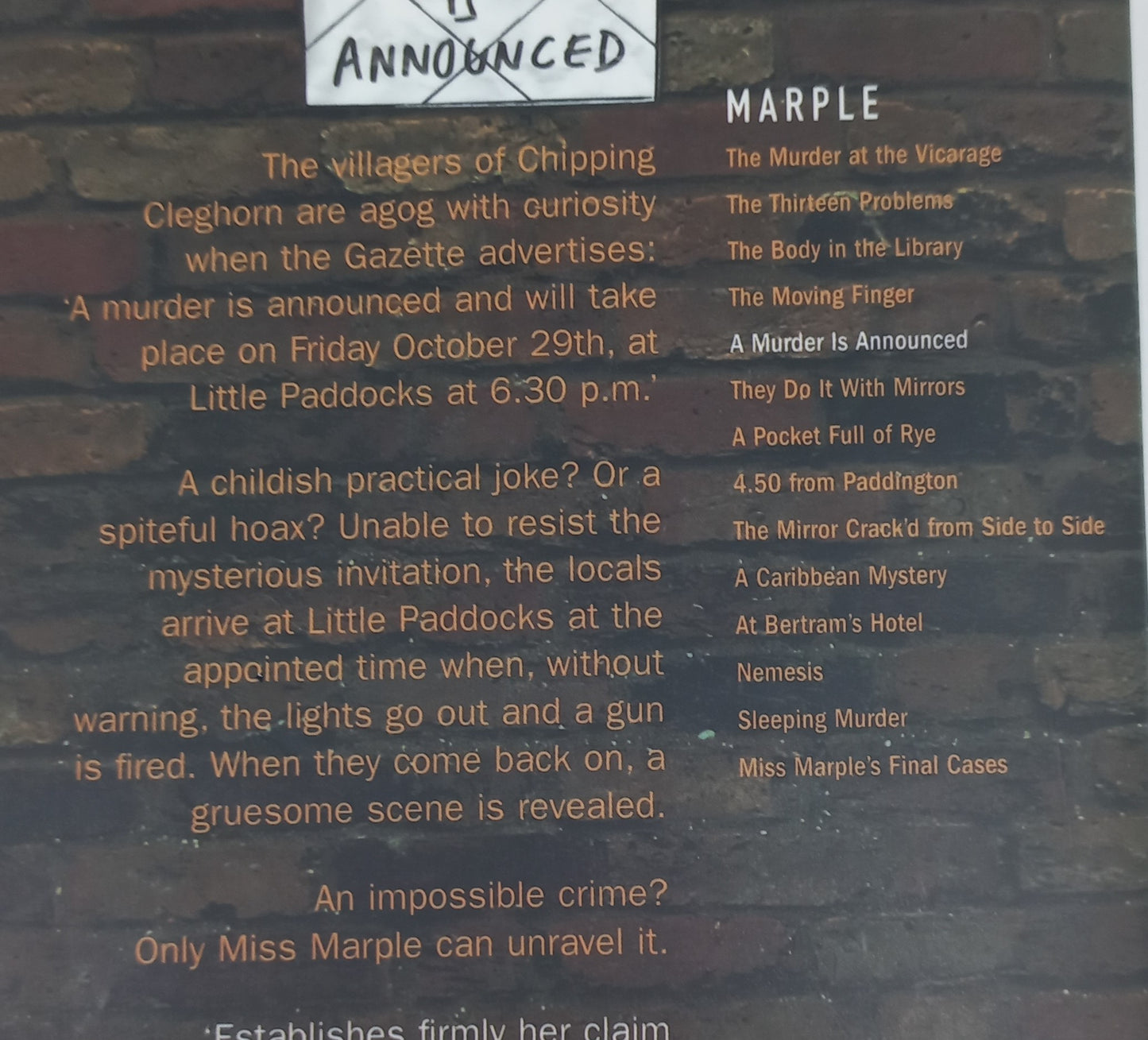 A Murder is Announced by Agatha Christie (Miss Marple #4)