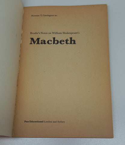 Macbeth Shakespeare Brodie's Notes (Pan Revision Aids)