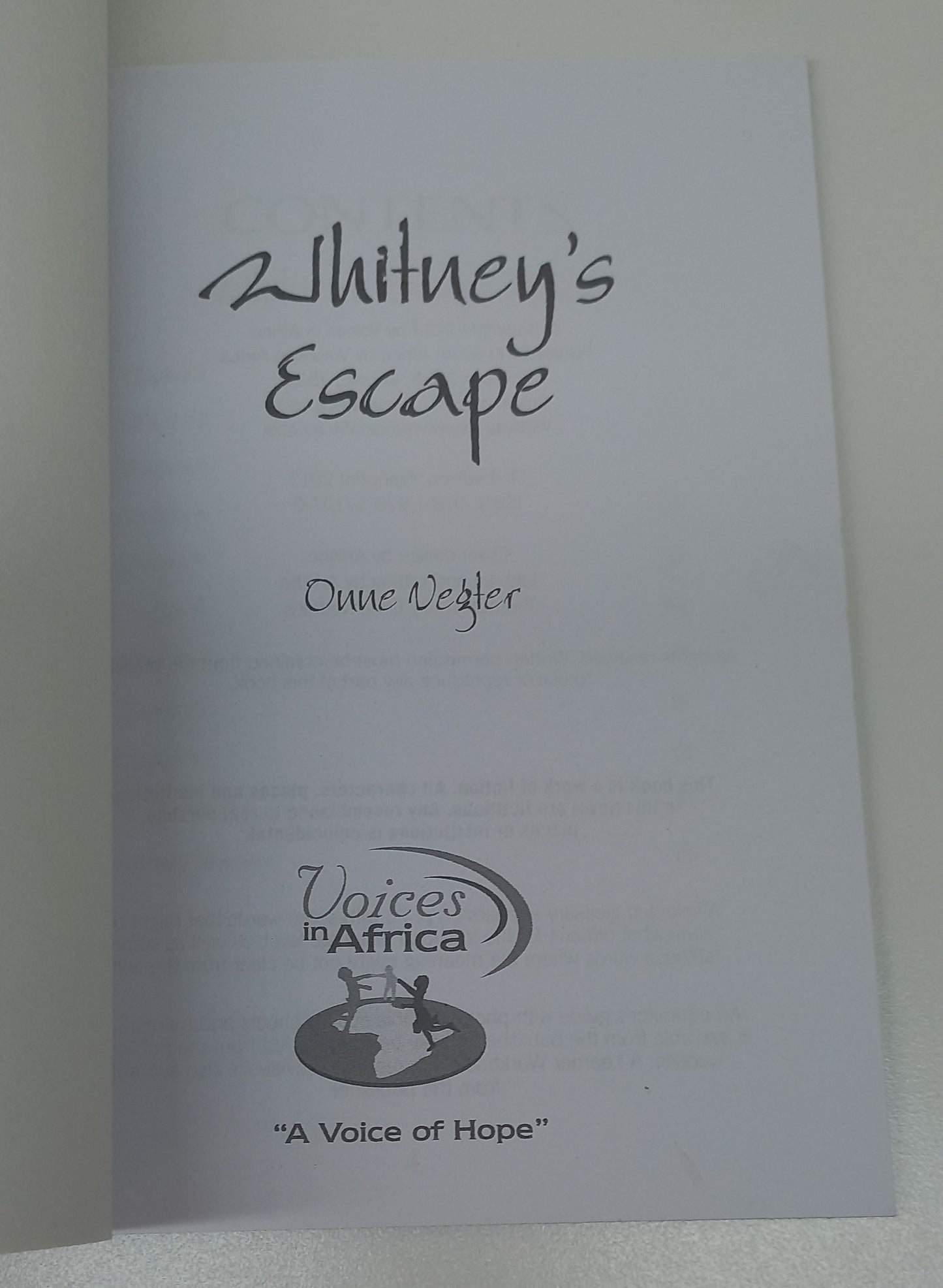 Whitney's Escape by Onne Vegter