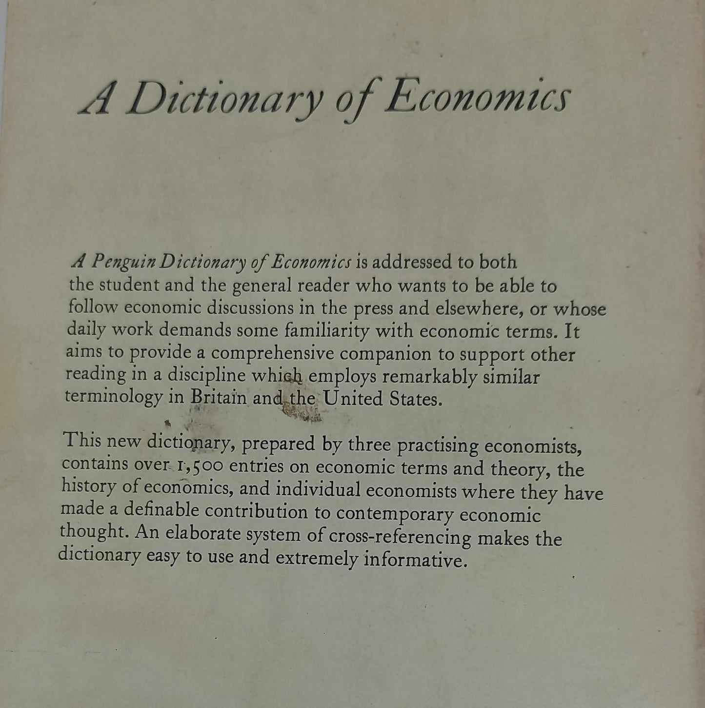 The Penguin Dictionary of Economics by G. Bannock, R.E. Baxter & R.Rees (1976)