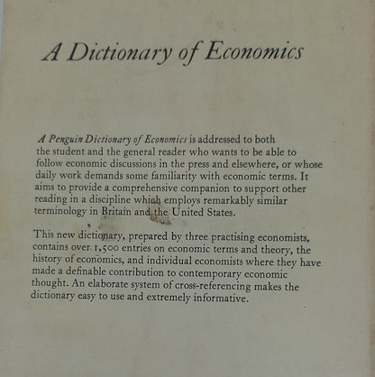 The Penguin Dictionary of Economics by G. Bannock, R.E. Baxter & R.Rees (1976)