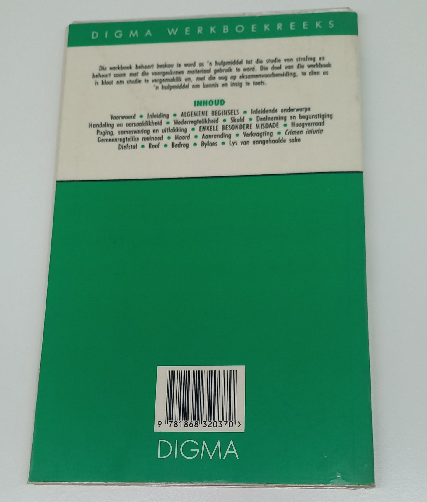 Werkboek Vir Strafreg Tweede Uitgawe C.R. Snyman Digma Werkboekreeks