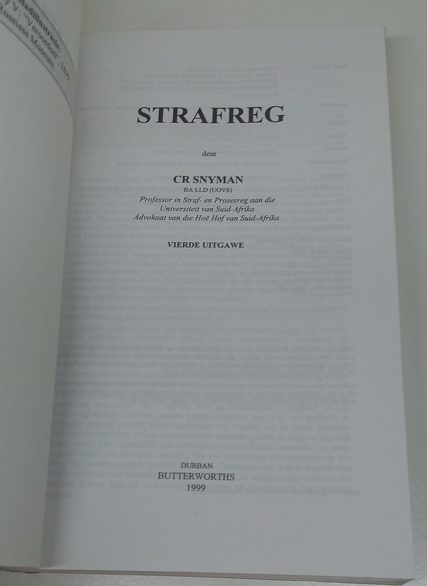Strafreg Vierde Uitgawe C.R. Snyman 1999