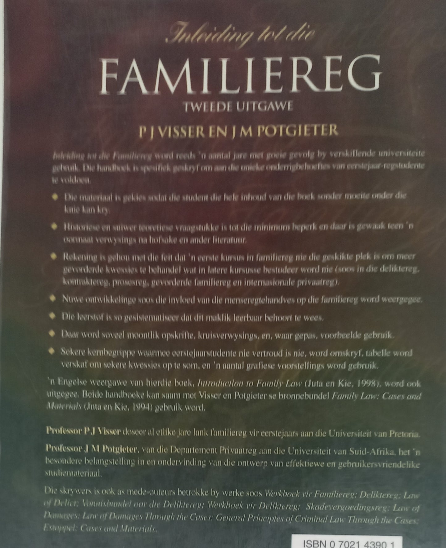 Inleiding Tot Die Familiereg Tweede Uitgawe P.J. Visser & J.M. Potgieter