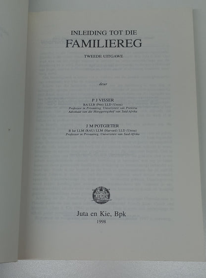 Inleiding Tot Die Familiereg Tweede Uitgawe P.J. Visser & J.M. Potgieter